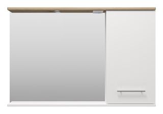 Зеркальный шкаф с подсветкой Misty Респект 120см правый белый/дуб Артизан